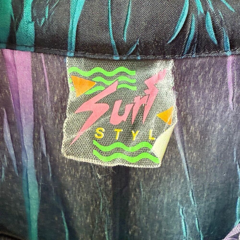 Vintage 90s Surf Style 1/4 Zip Windbreaker Pullover Jacket Interplanetary Multic - Picture 7 of 8